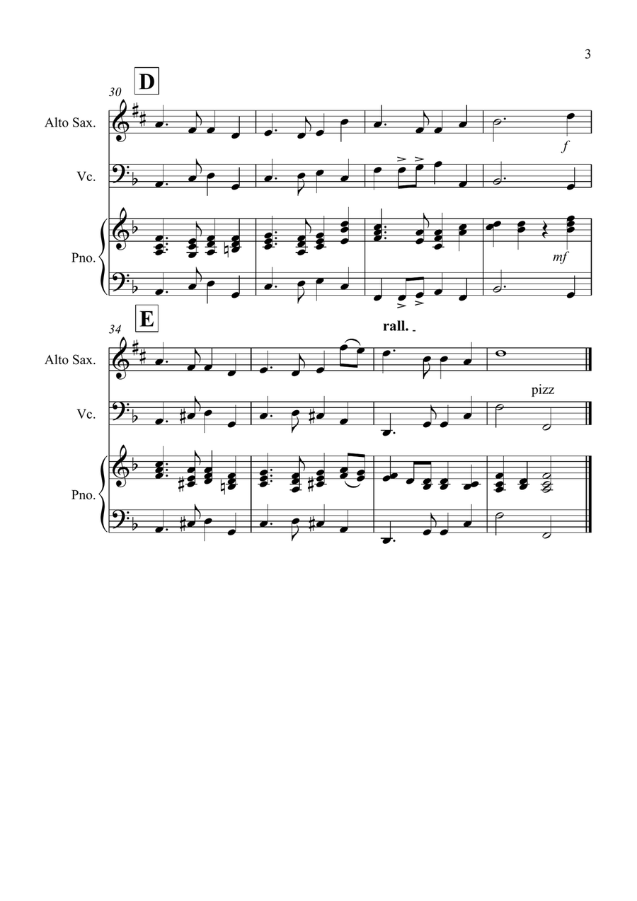 Auld Lang Syne for Alto Saxophone and Cello Duet Alto Saxophone scores gallery preview page 3