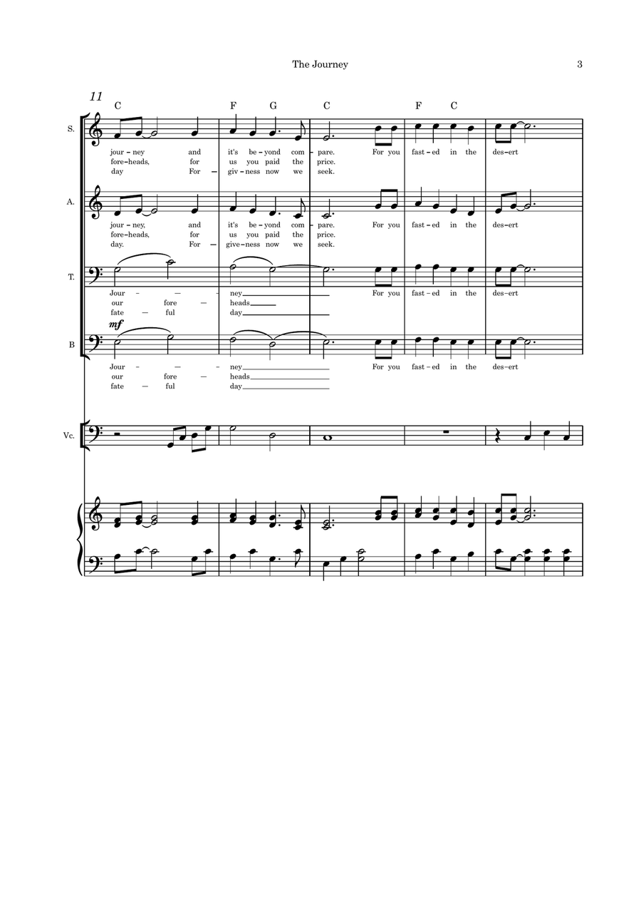 The Journey - Lent SATB cello or flute or violin and piano withparts 4-Part scores gallery preview page 3