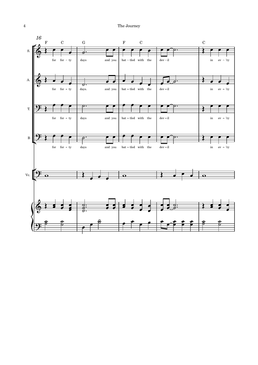 The Journey - Lent SATB cello or flute or violin and piano withparts 4-Part scores gallery preview page 4