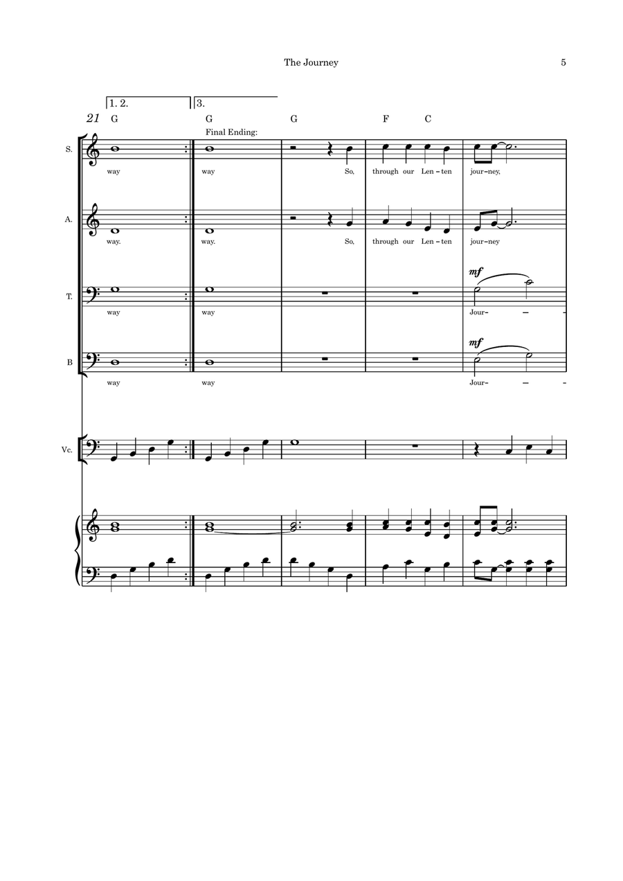 The Journey - Lent SATB cello or flute or violin and piano withparts 4-Part scores gallery preview page 5
