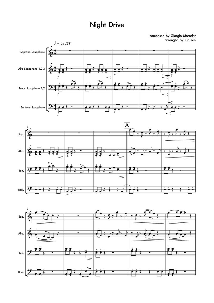 Night Drive Night Drive Woodwind Ensemble scores gallery preview page 1