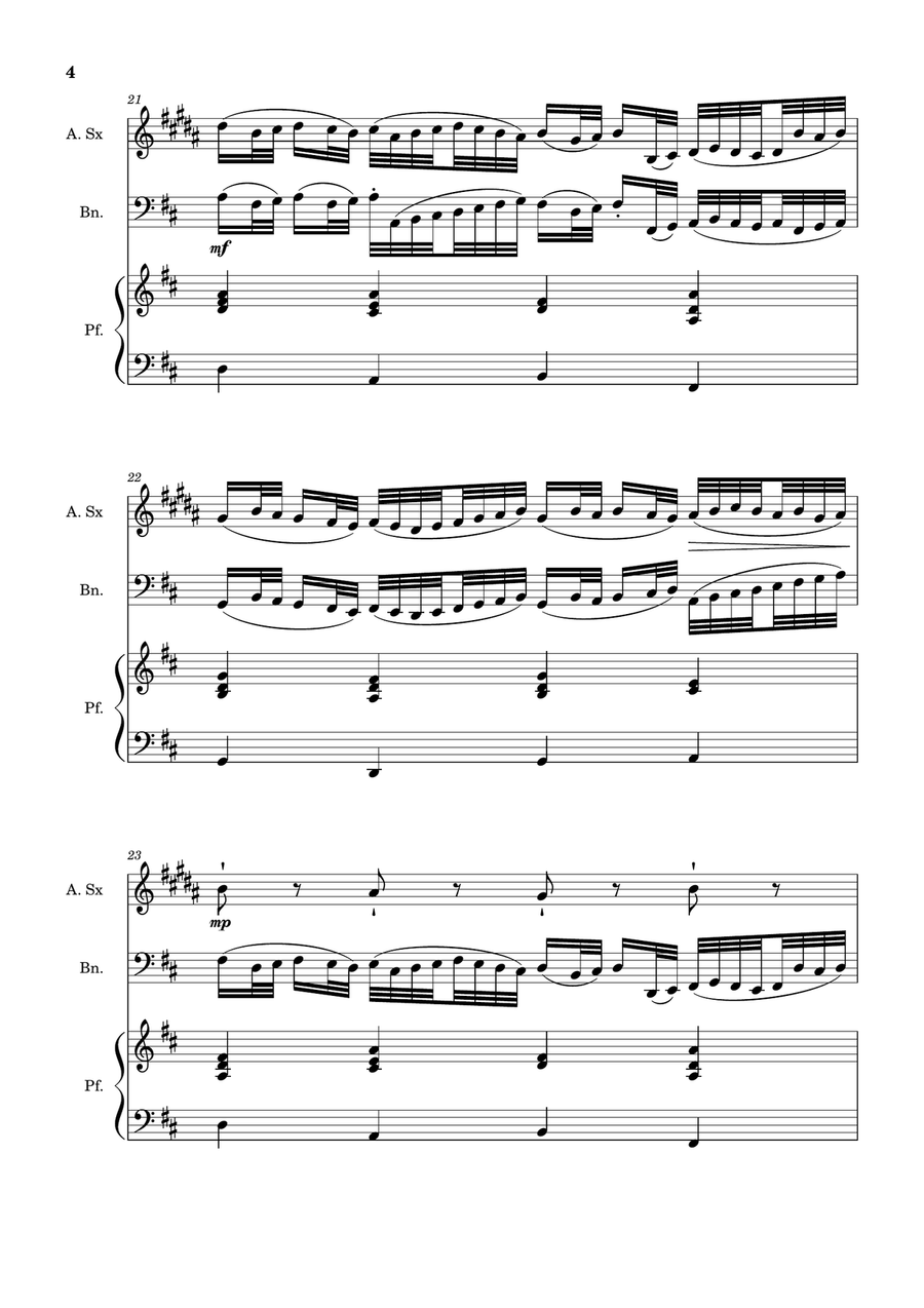 Canon in D Major, P.37; T.337. A. Sax, Bassoon, and Piano. Score and Parts. Woodwind Duet scores gallery preview page 4
