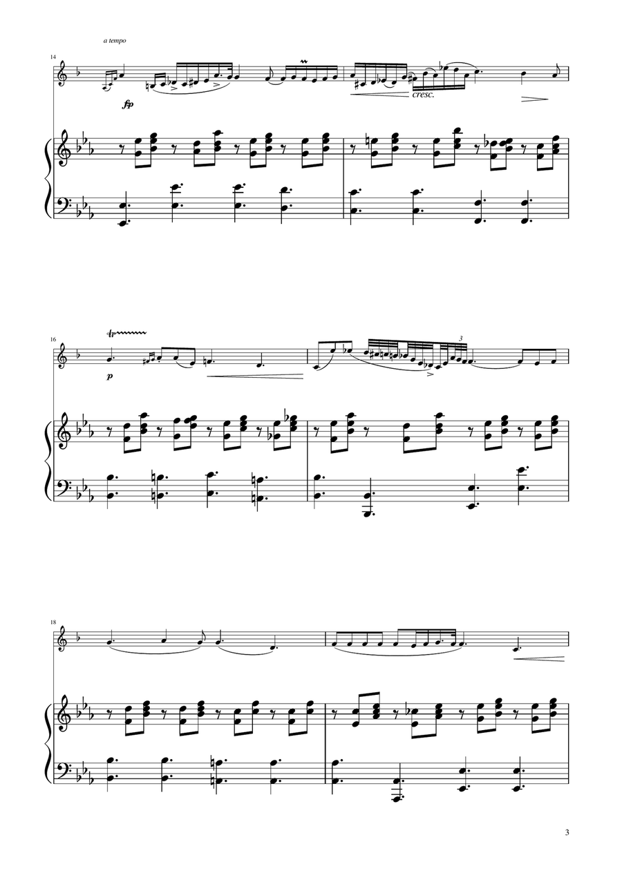 Chopin - Nocturne op.9 No.2 - Bass Clarinet Solo w/Piano Bass Clarinet scores gallery preview page 3