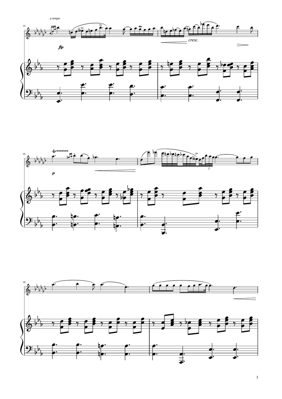 Chopin - Nocturne op.9 No.2 - Clarinet in A Solo w/Piano A Clarinet scores gallery preview page 3