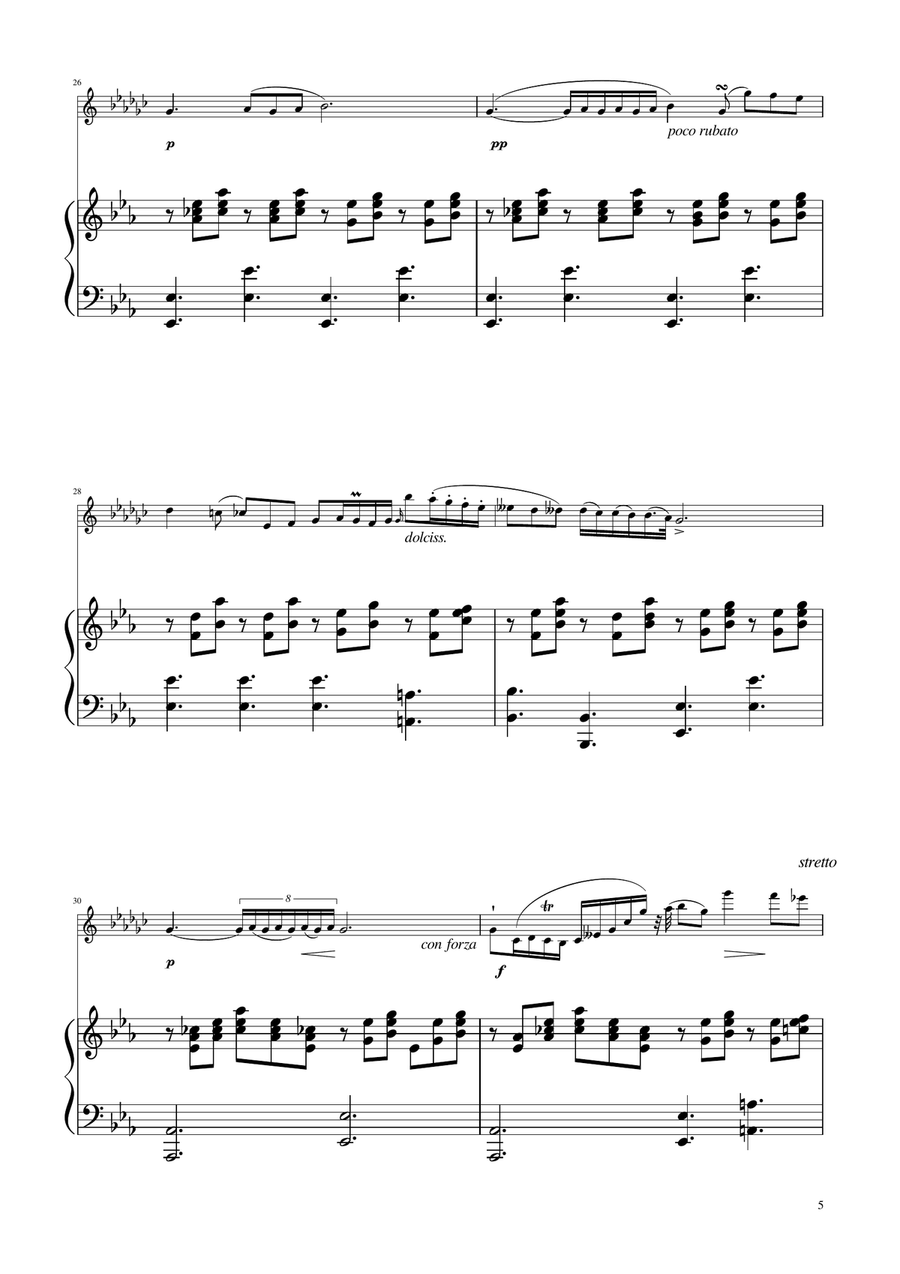 Chopin - Nocturne op.9 No.2 - Clarinet in A Solo w/Piano A Clarinet scores gallery preview page 5