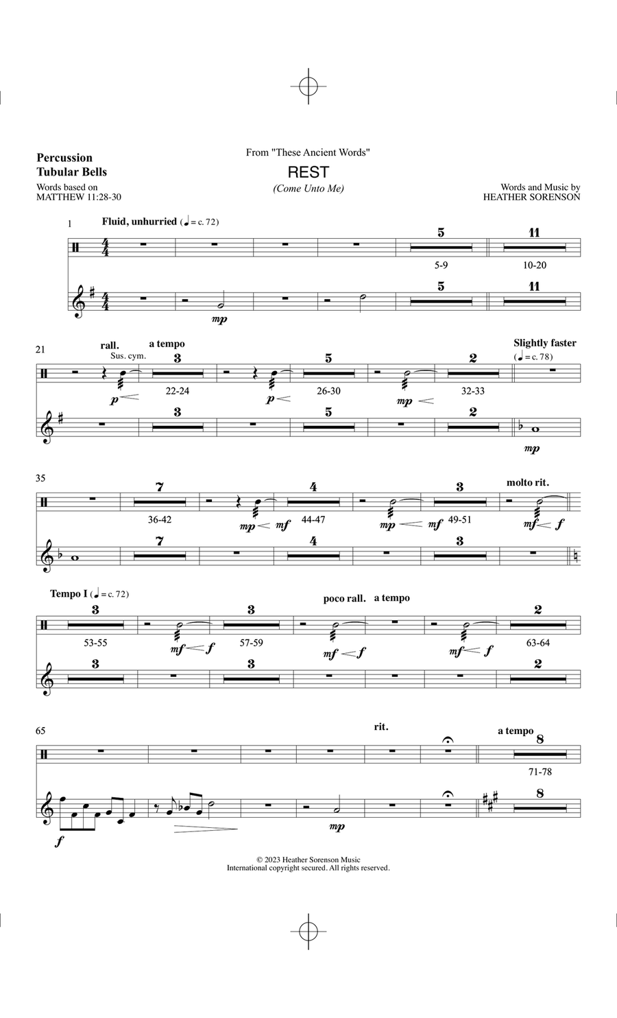 Rest (from These Ancient Words) - Percussion/Tubular Bells Choir scores gallery preview page 1