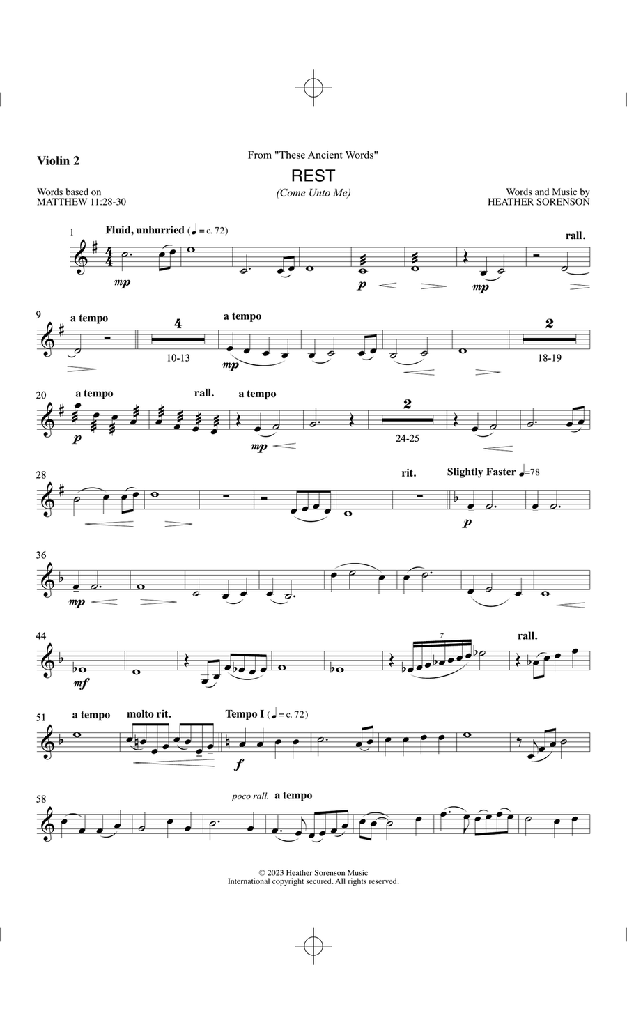 Rest (from These Ancient Words) - Violin 2 Choir scores gallery preview page 1