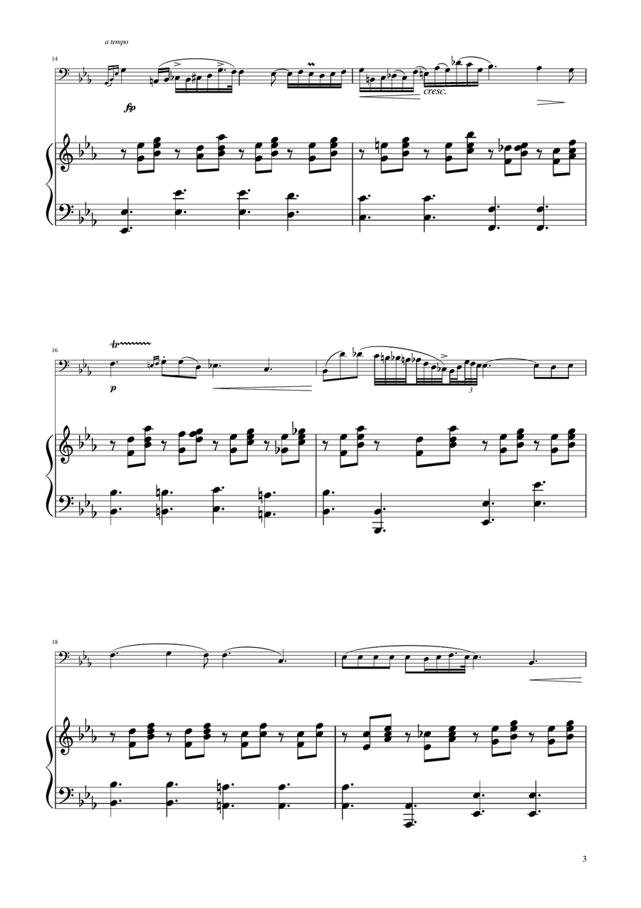 Chopin - Nocturne op.9 No.2 - Euphonium Solo w/Piano Euphonium scores gallery preview page 3