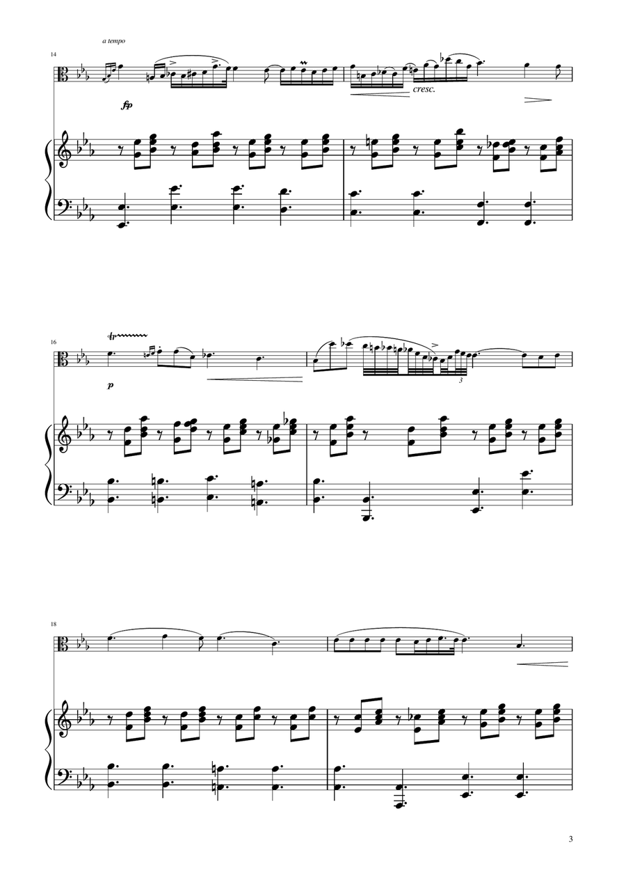 Chopin - Nocturne op.9 No.2 - Viola Solo w/Piano Piano scores gallery preview page 3