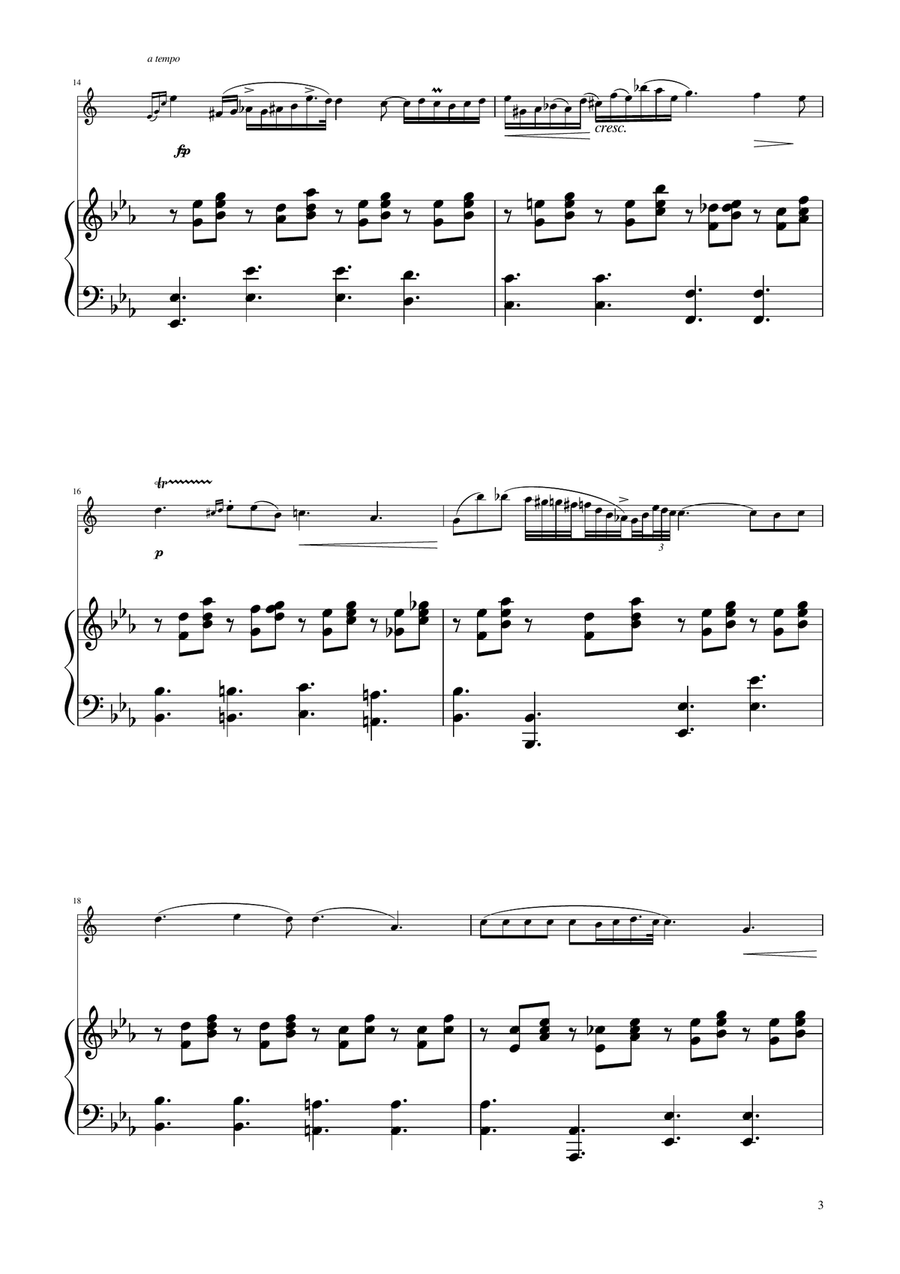 Chopin - Nocturne op.9 No.2 - Baritone Sax Solo w/Piano Baritone Saxophone scores gallery preview page 3