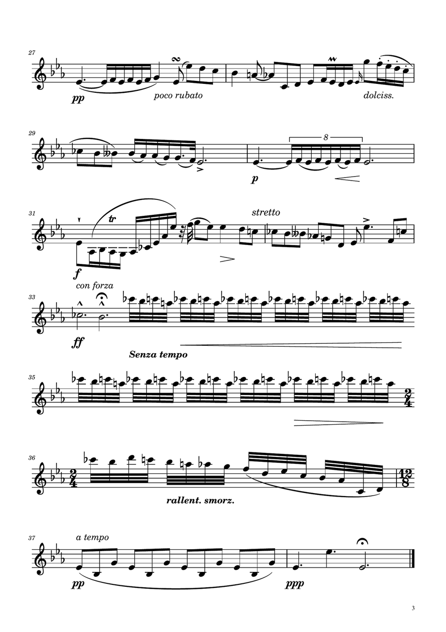 Chopin - Nocturne op.9 No.2 - Trumpet in C Solo w/Piano C Trumpet scores gallery preview page 3