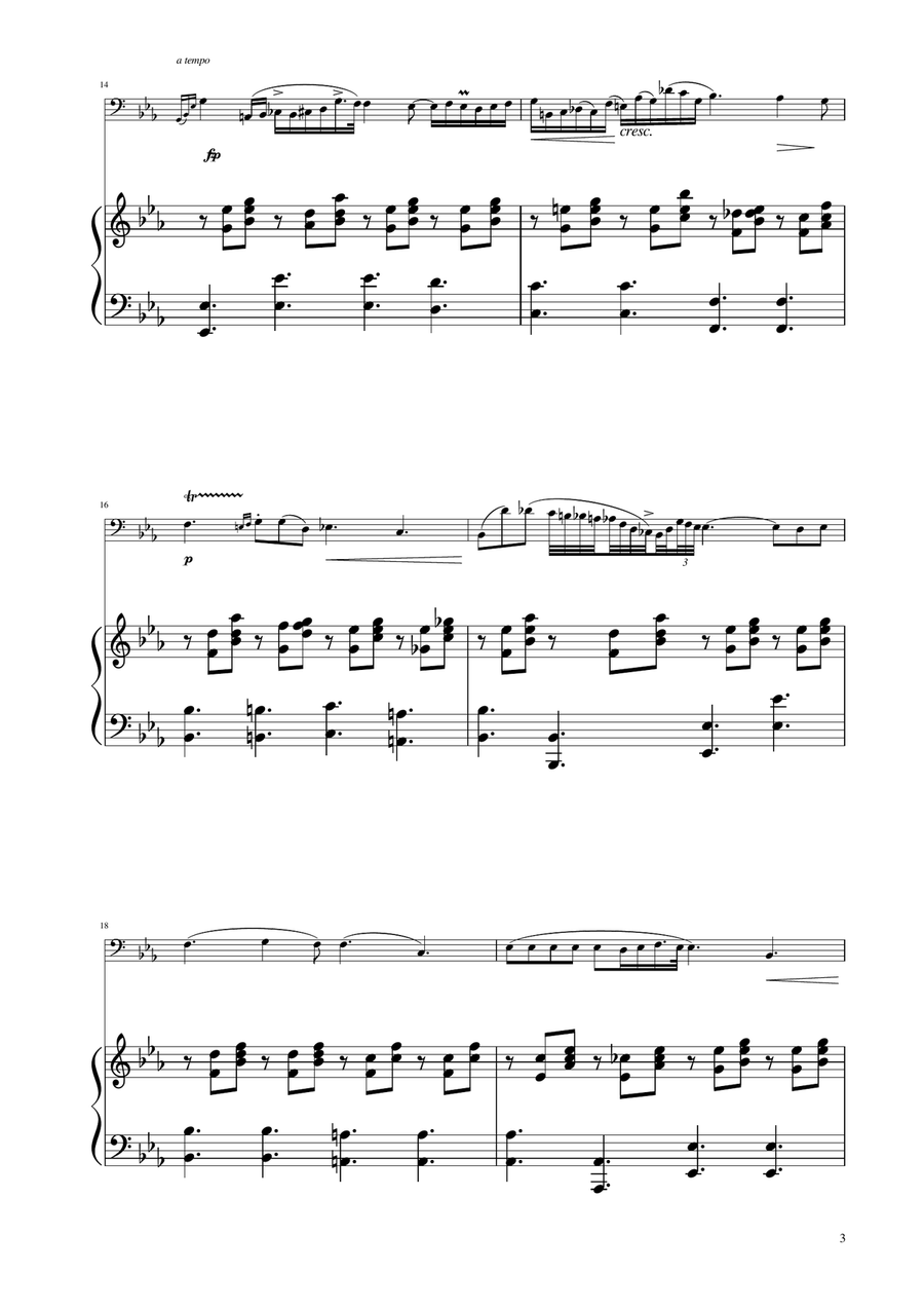 Chopin - Nocturne op.9 No.2 - Cello Solo w/Piano Piano scores gallery preview page 3