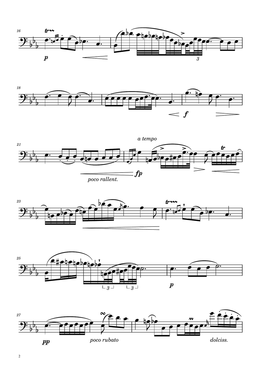 Chopin - Nocturne op.9 No.2 - Trombone Solo Trombone Solo scores gallery preview page 2