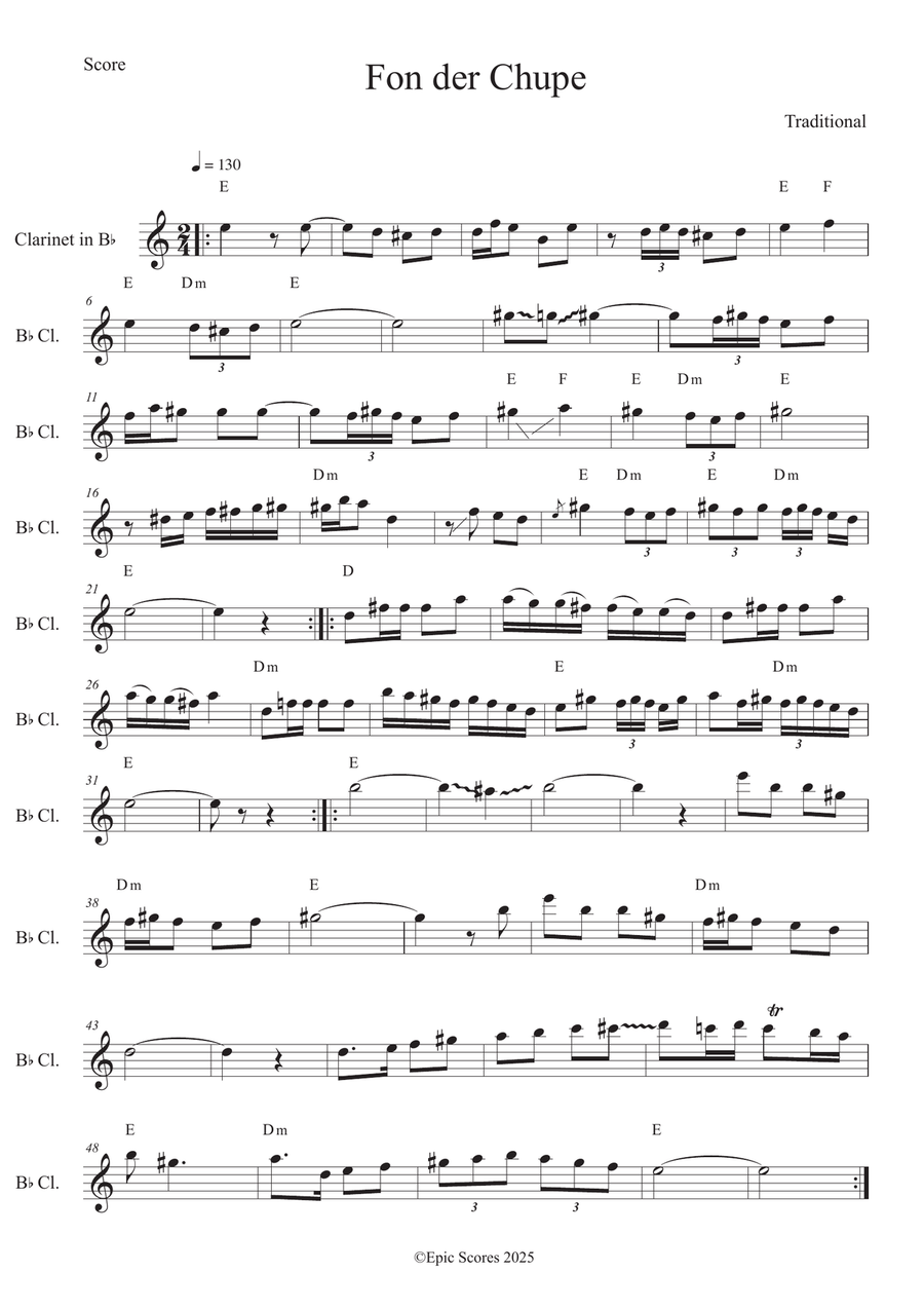Fon der Chupe Fon der Chupe B-Flat Clarinet scores gallery preview page 1