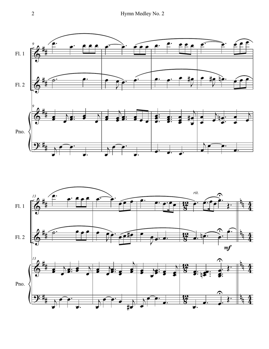 Hymn Medley No. 2 (Flute Duet with Piano) Flute Duet scores gallery preview page 2