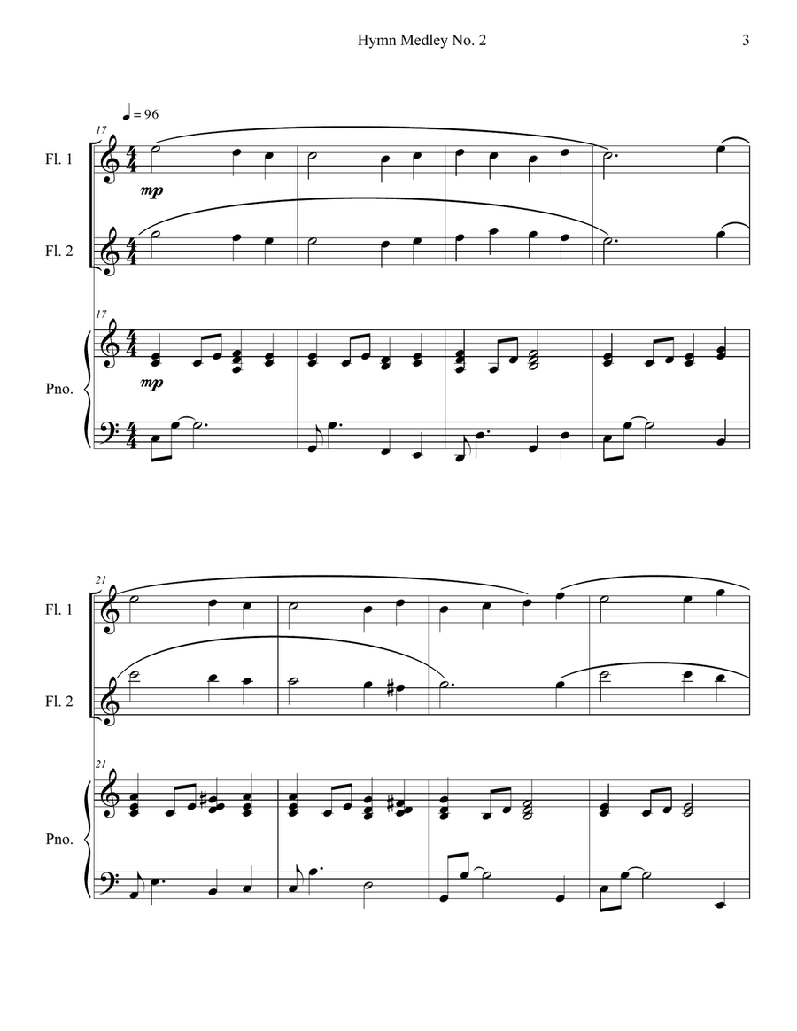 Hymn Medley No. 2 (Flute Duet with Piano) Flute Duet scores gallery preview page 3