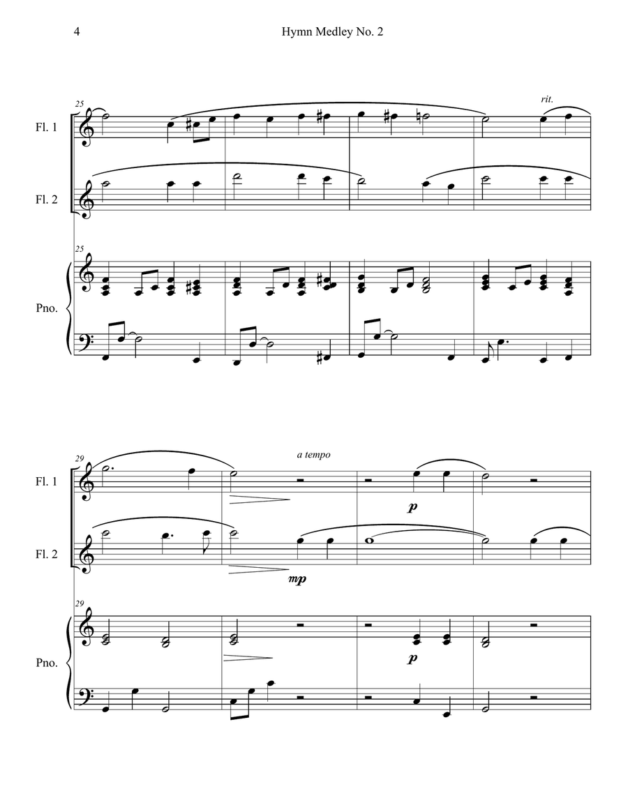 Hymn Medley No. 2 (Flute Duet with Piano) Flute Duet scores gallery preview page 4