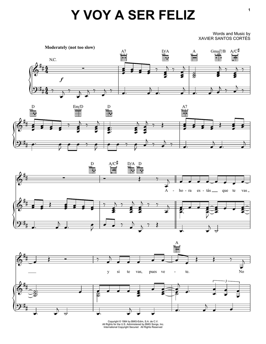 Y Voy A Ser Feliz Y Voy A Ser Feliz Piano, Vocal, Guitar scores gallery preview page 1