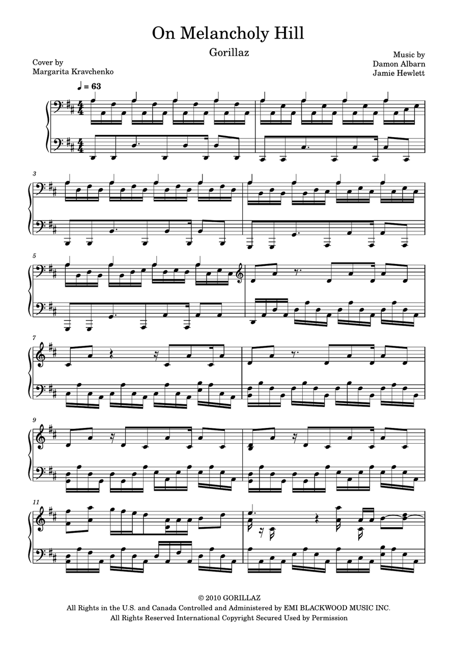 On Melancholy Hill On Melancholy Hill Piano Solo scores gallery preview page 1