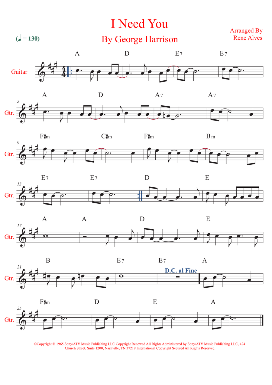 I Need You I Need You Acoustic Guitar scores gallery preview page 1