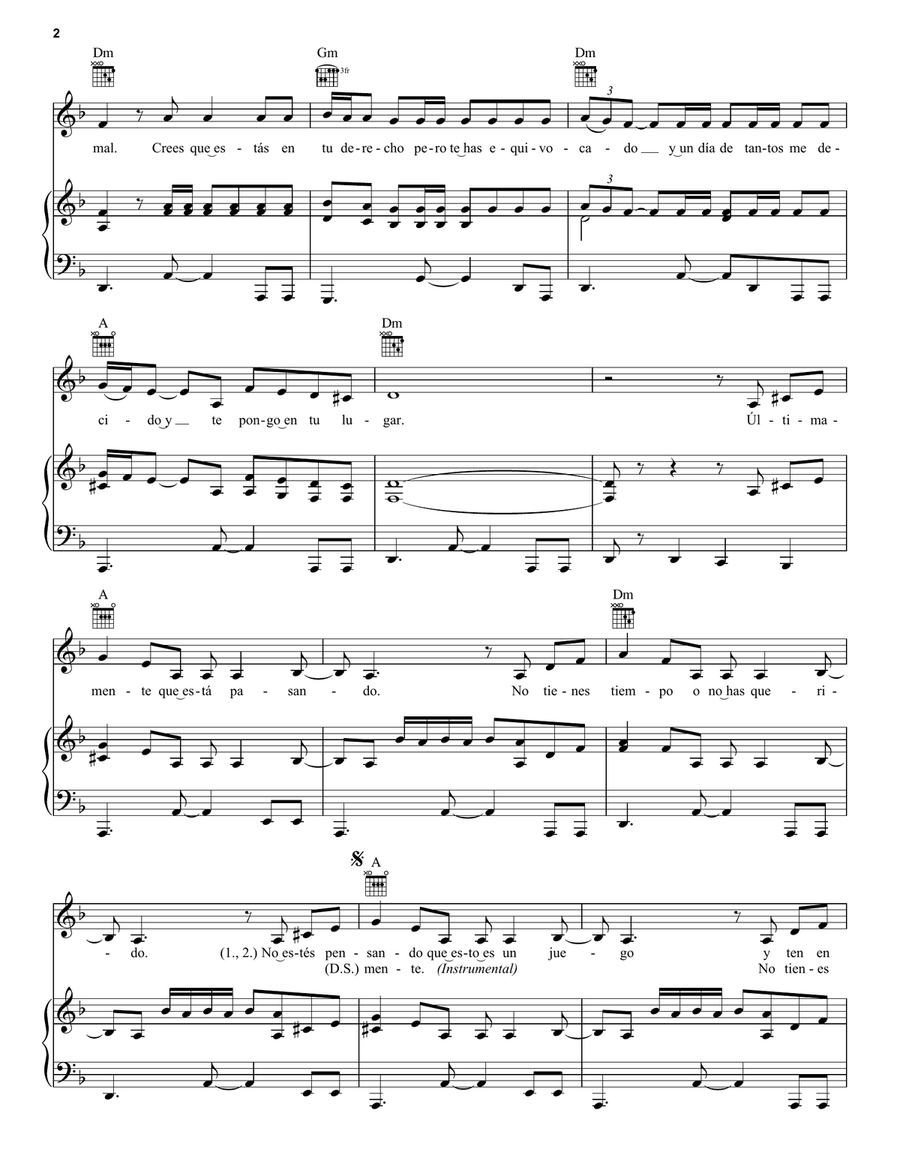 Todo, Todo, Todo Todo, Todo, Todo Piano, Vocal, Guitar scores gallery preview page 2