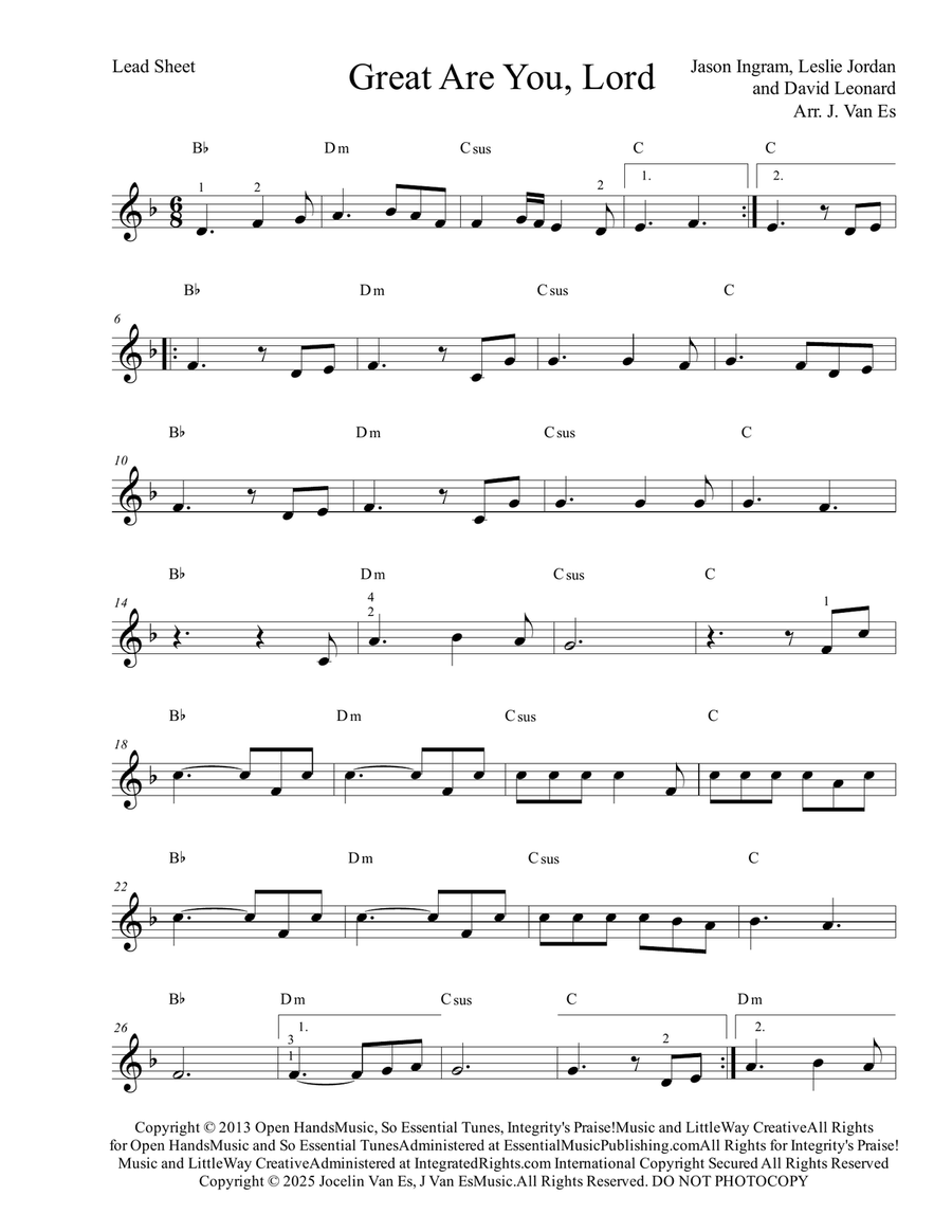 Great Are You Lord Great Are You Lord Piano scores gallery preview page 1
