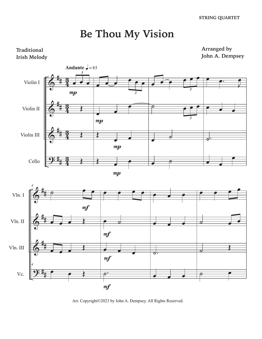 Be Thou My Vision (String Quartet): Three Violins and Cello String Quartet scores gallery preview page 5