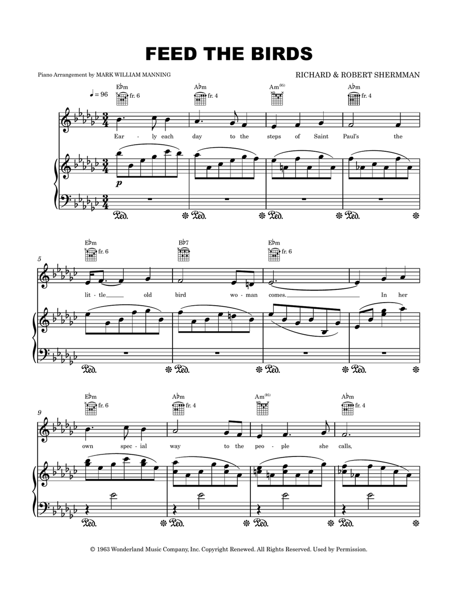Feed The Birds (Tuppence A Bag) Piano, Vocal scores gallery preview page 1