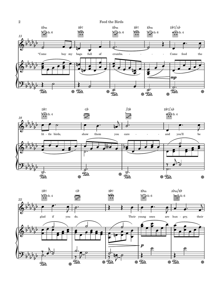 Feed The Birds (Tuppence A Bag) Piano, Vocal scores gallery preview page 2