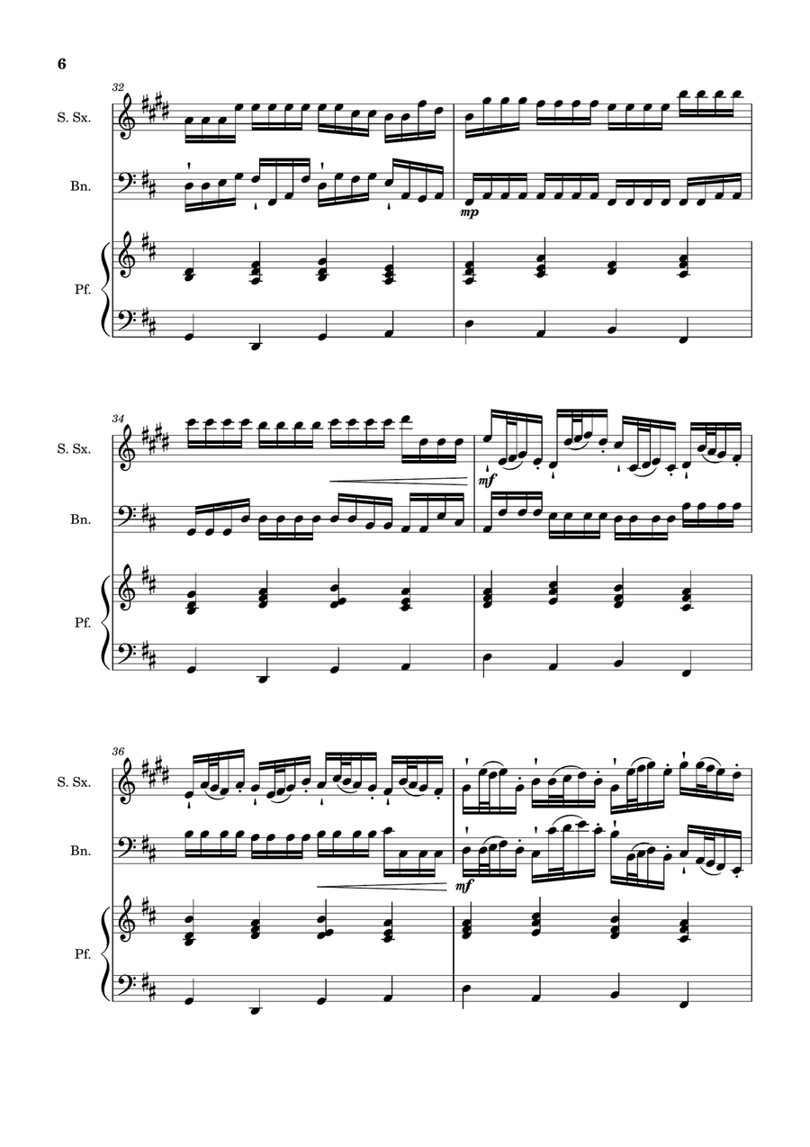 Canon in D Major, P.37; T.337. S. Sax, Bassoon, and Piano. Score and Parts. Woodwind Duet scores gallery preview page 6