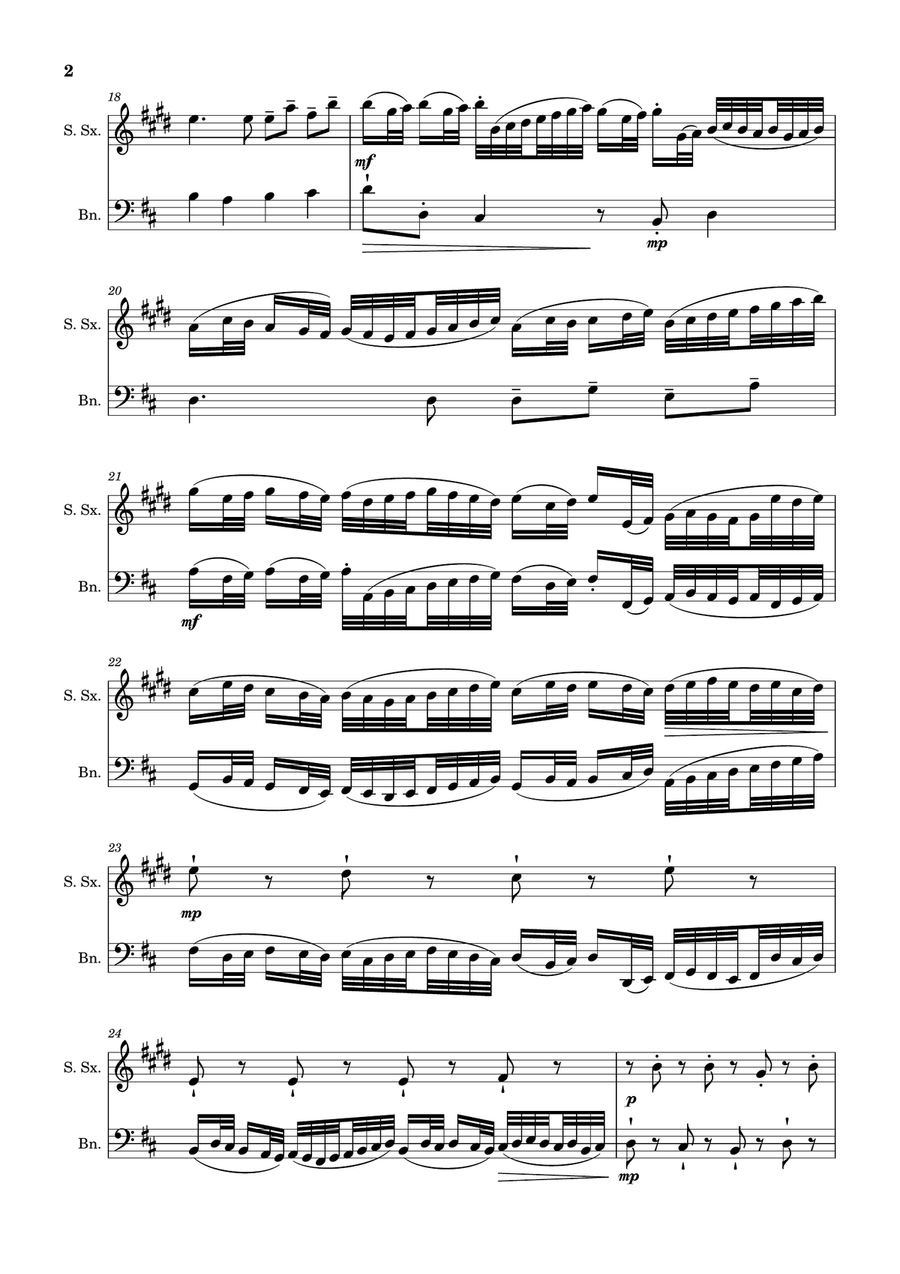 Canon in D Major, P.37; T.337. S. Sax and Bassoon. Woodwind Duet scores gallery preview page 2