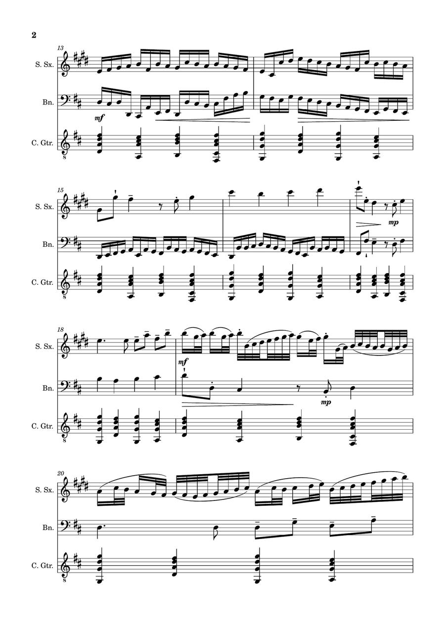 Canon in D Major, P.37; T.337. S. Sax, Bassoon, and Guitar. Score and Parts. Chamber Music scores gallery preview page 2