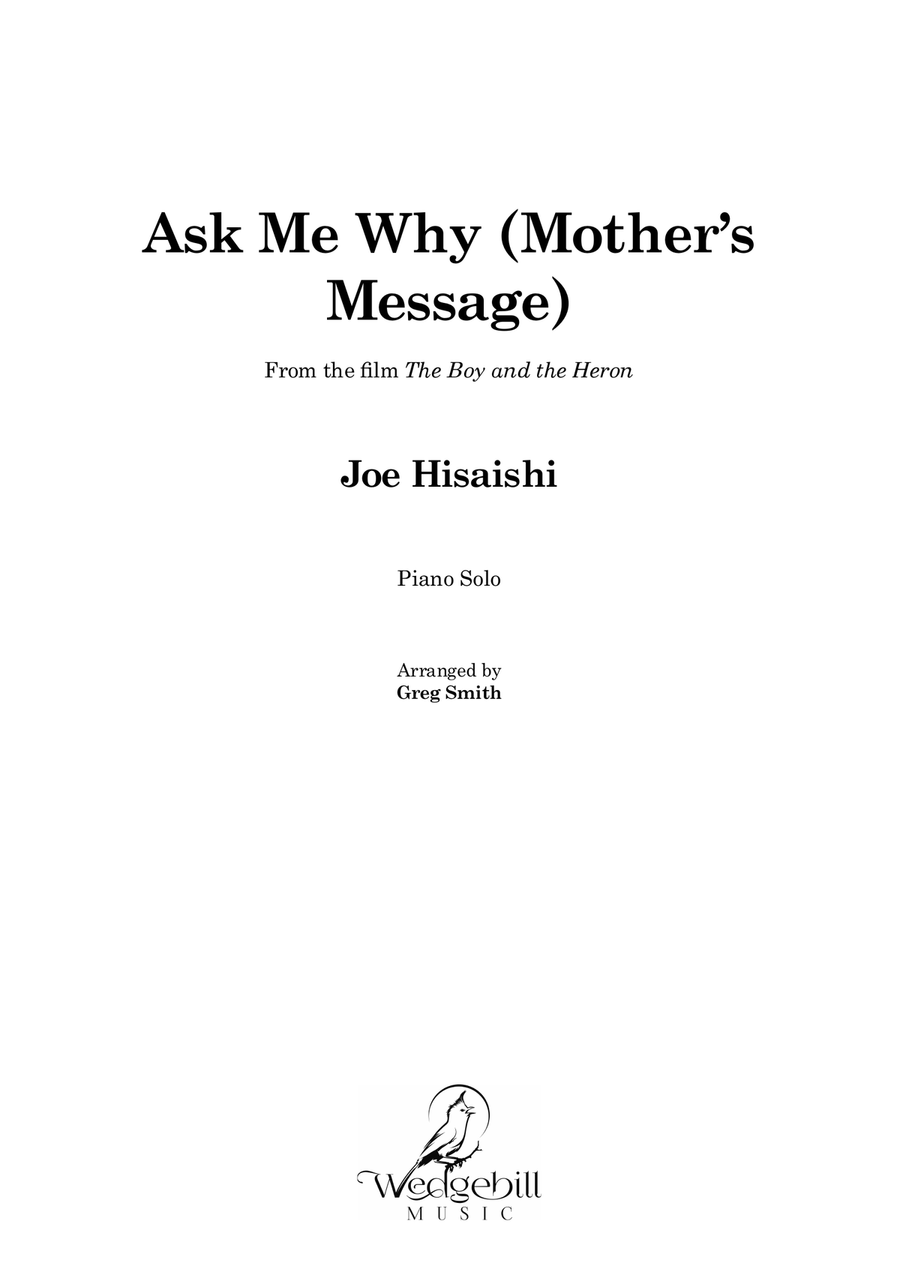 Ask Me Why (Mother's Message) Piano Solo scores gallery preview page 1