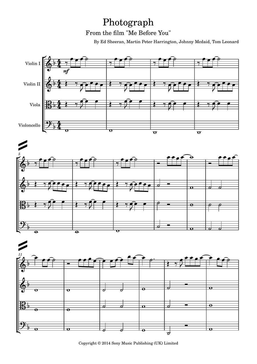 Photograph String Quartet scores gallery preview page 1