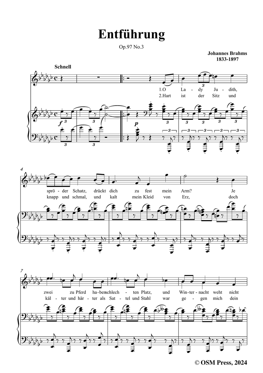 Brahms-Entfuhrung,in e flat minor Piano, Vocal scores gallery preview page 3