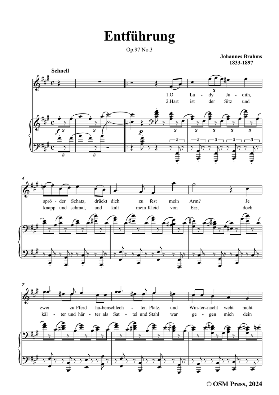 Brahms-Entfuhrung,in f sharp minor Piano, Vocal scores gallery preview page 3