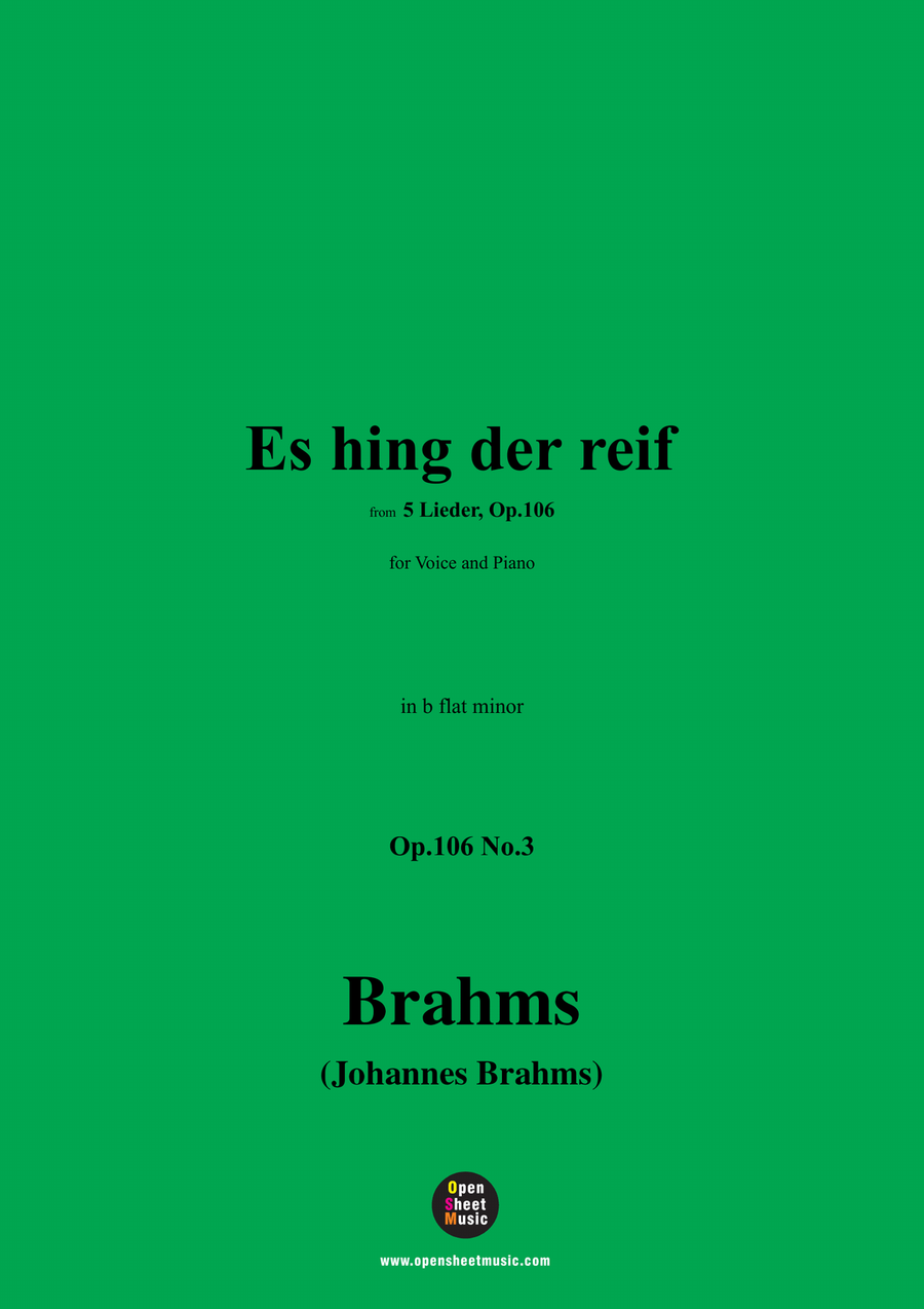 Brahms-Es hing der reif,in b flat minor Piano, Vocal scores gallery preview page 1