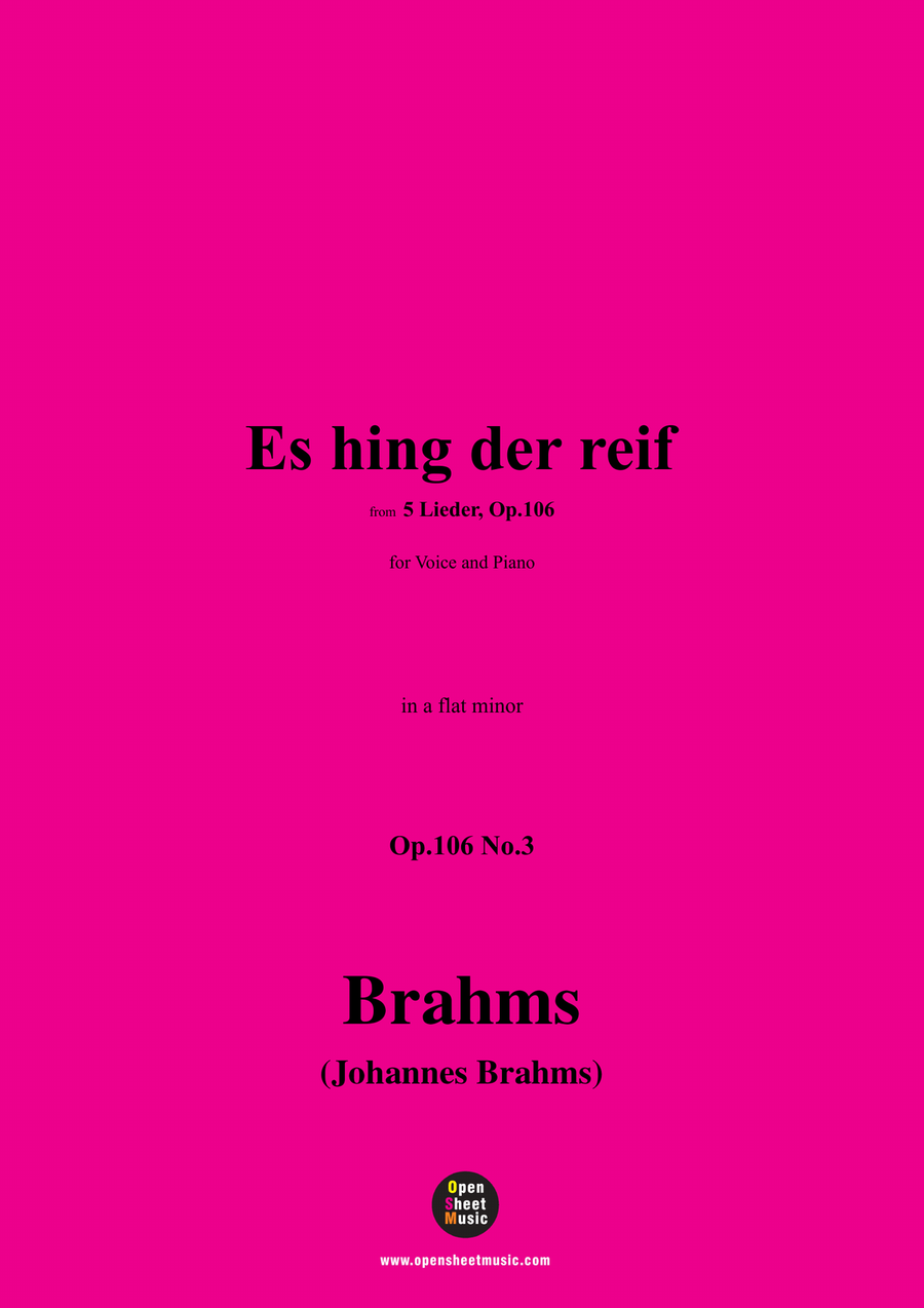 Brahms-Es hing der reif,in a flat minor Piano, Vocal scores gallery preview page 1
