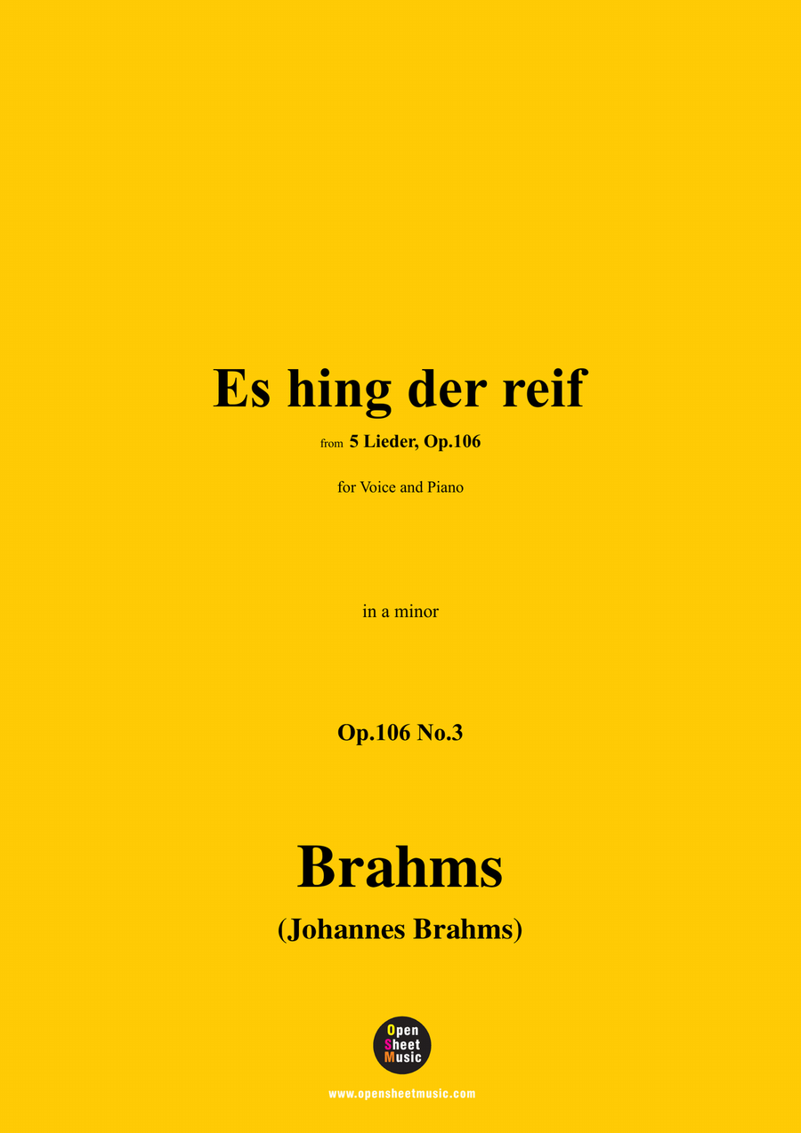 Brahms-Es hing der reif,in a minor Piano, Vocal scores gallery preview page 1