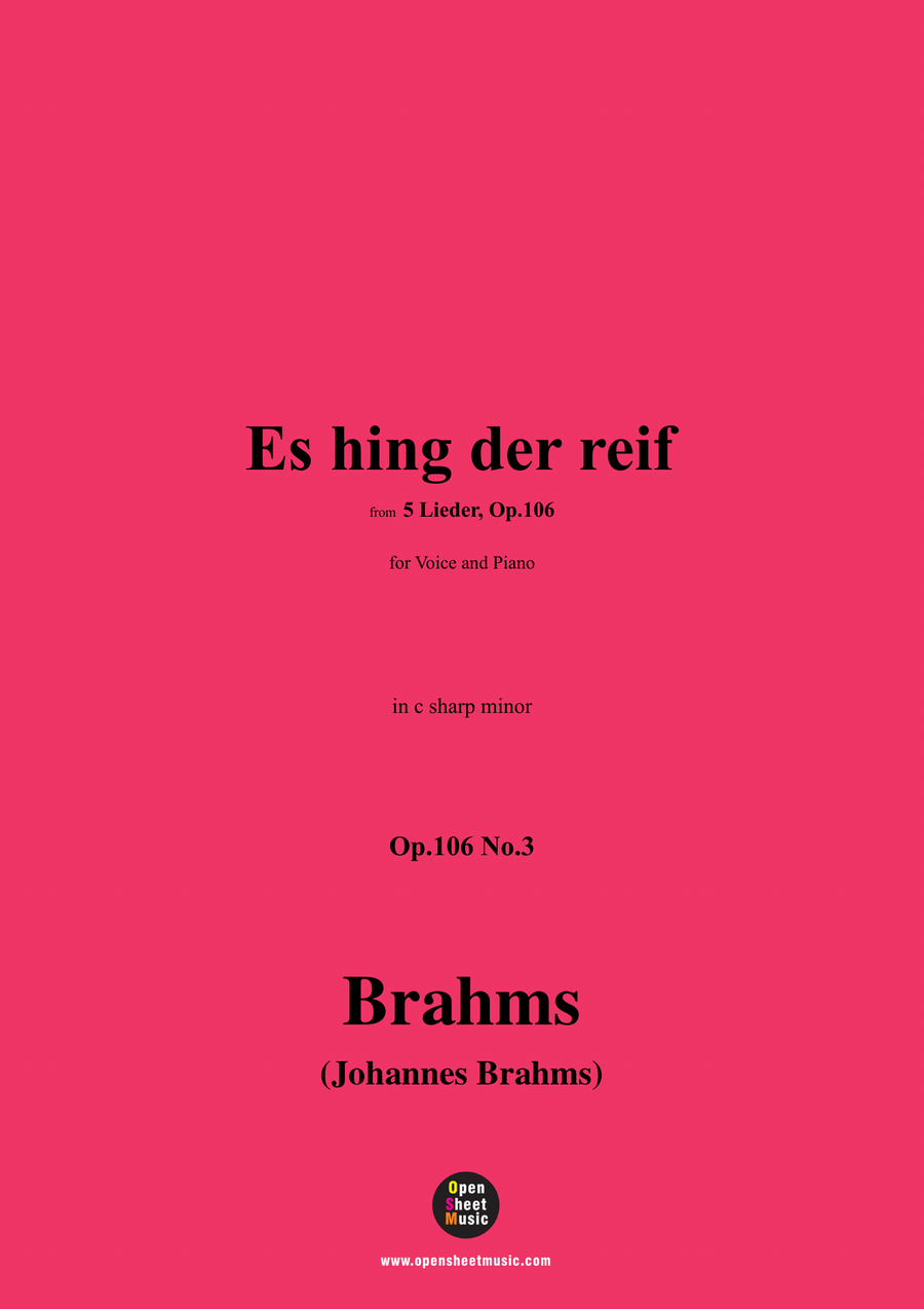 Brahms-Es hing der reif,in c sharp minor Piano, Vocal scores gallery preview page 1