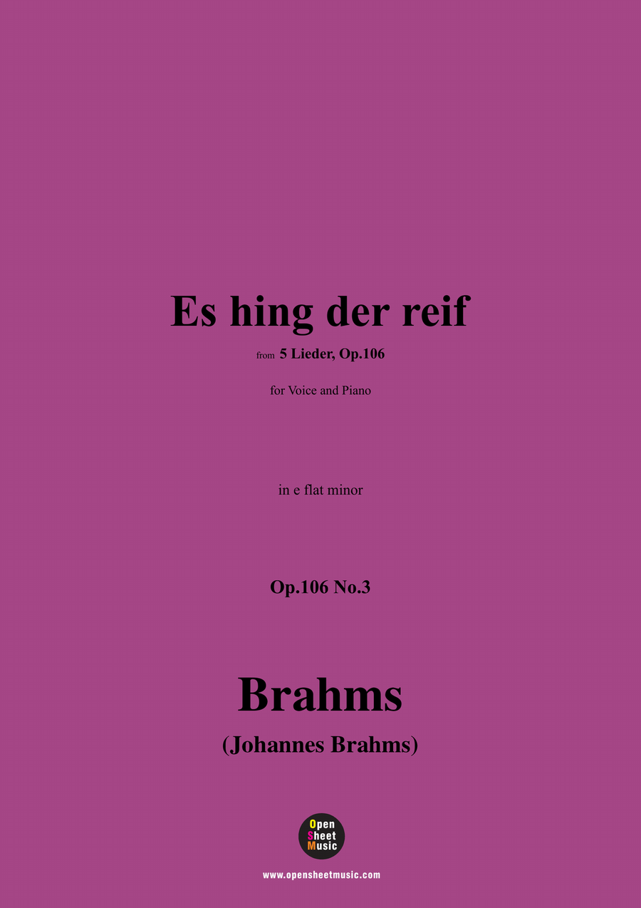 Brahms-Es hing der reif,in e flat minor Piano, Vocal scores gallery preview page 1