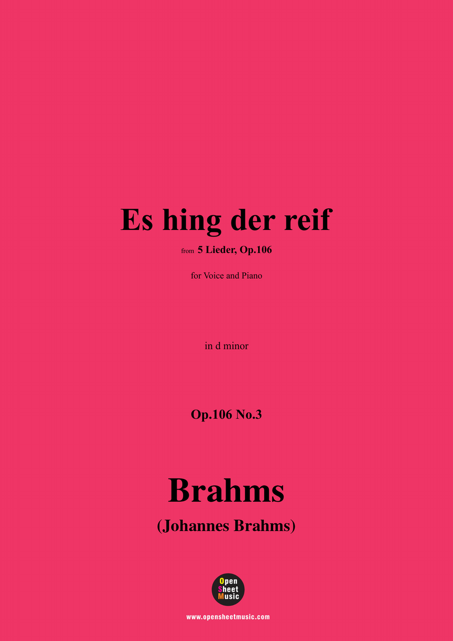 Brahms-Es hing der reif,in d minor Piano, Vocal scores gallery preview page 1
