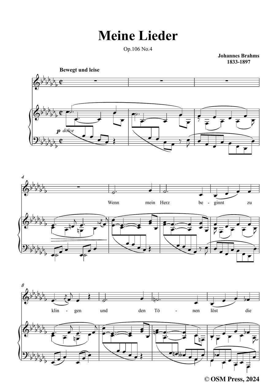 Brahms-Meine Lieder,in a flat minor Piano, Vocal scores gallery preview page 3
