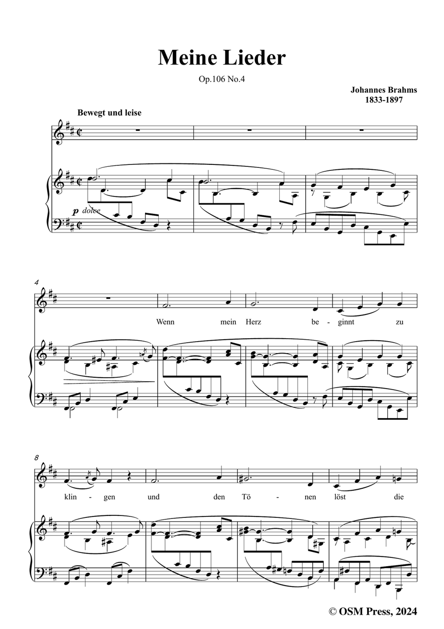 Brahms-Meine Lieder,in b minor Piano, Vocal scores gallery preview page 3