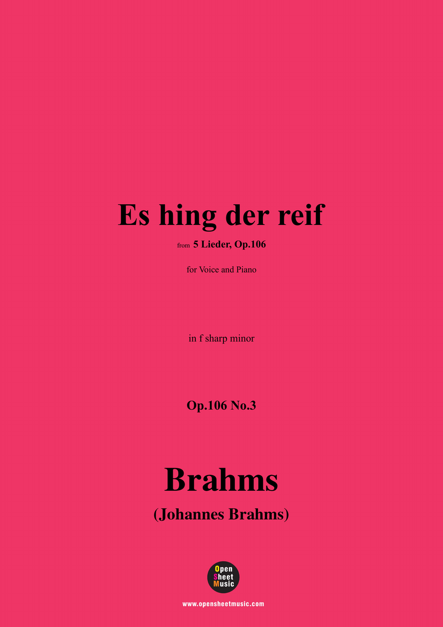 Brahms-Es hing der reif,in f sharp minor Piano, Vocal scores gallery preview page 1