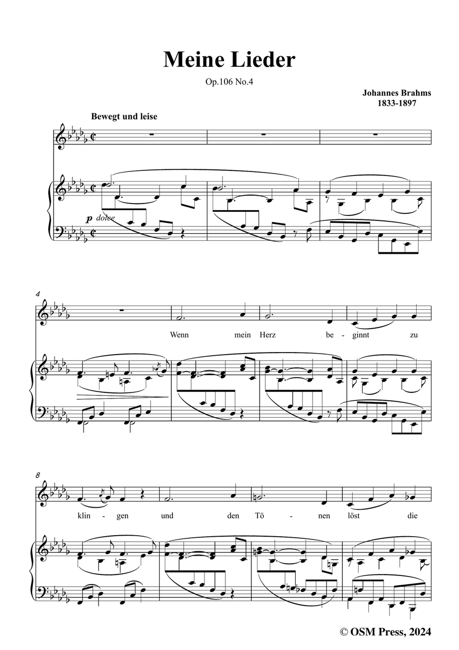 Brahms-Meine Lieder,in b flat minor Piano, Vocal scores gallery preview page 3