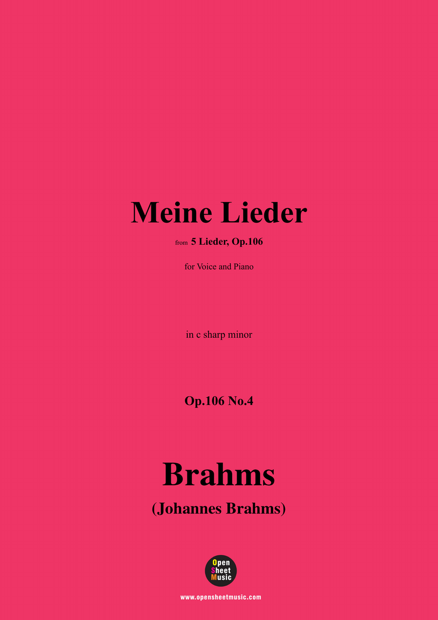 Brahms-Meine Lieder,in c sharp minor Piano, Vocal scores gallery preview page 1