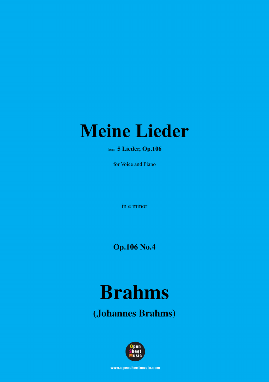 Brahms-Meine Lieder,in e minor Piano, Vocal scores gallery preview page 1