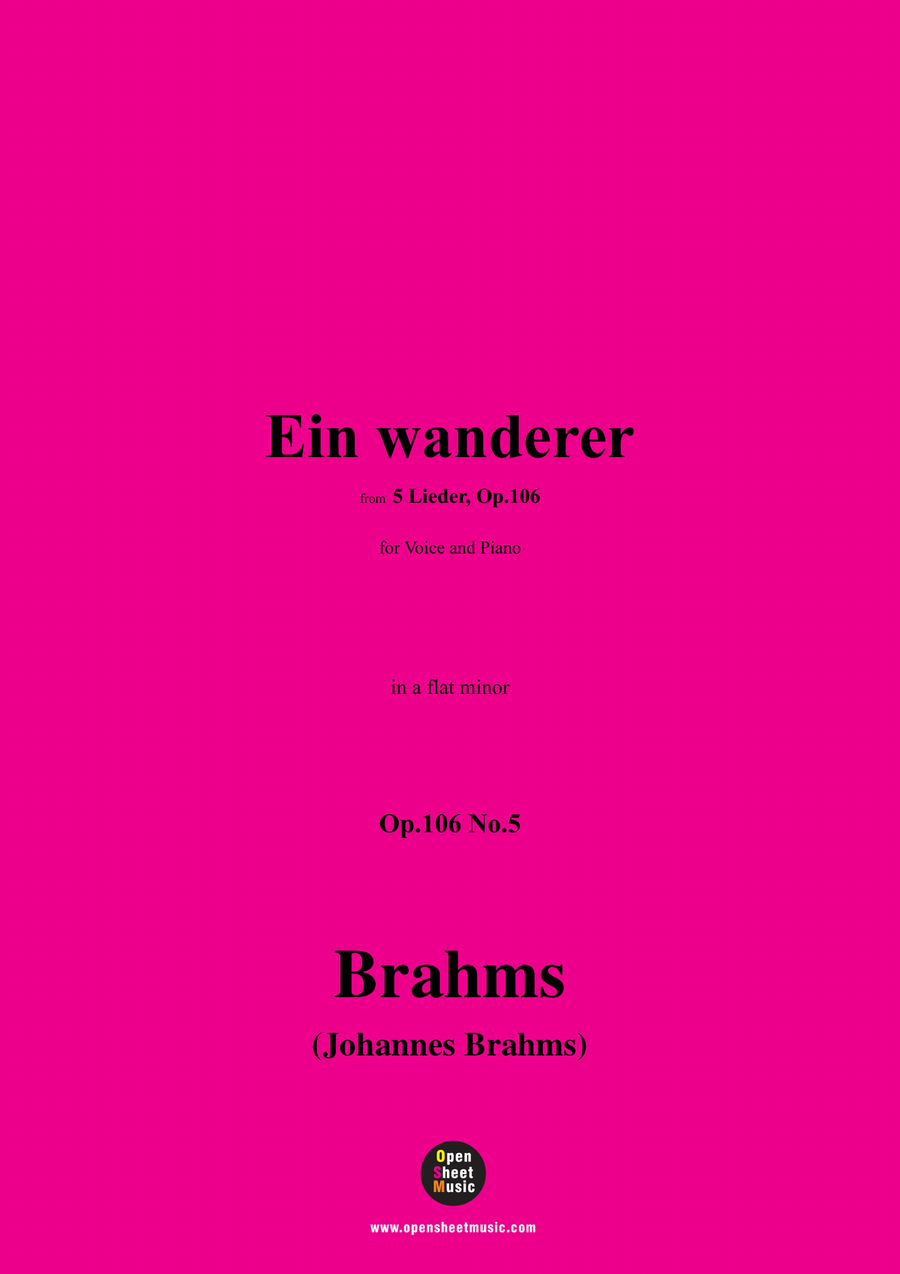 Brahms-Ein wanderer,in a flat minor Piano, Vocal scores gallery preview page 1