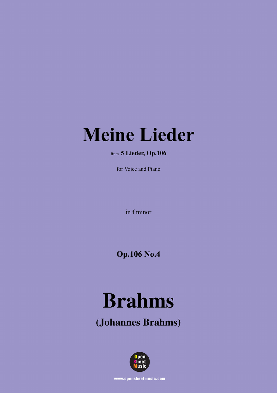 Brahms-Meine Lieder,in f minor Piano, Vocal scores gallery preview page 1